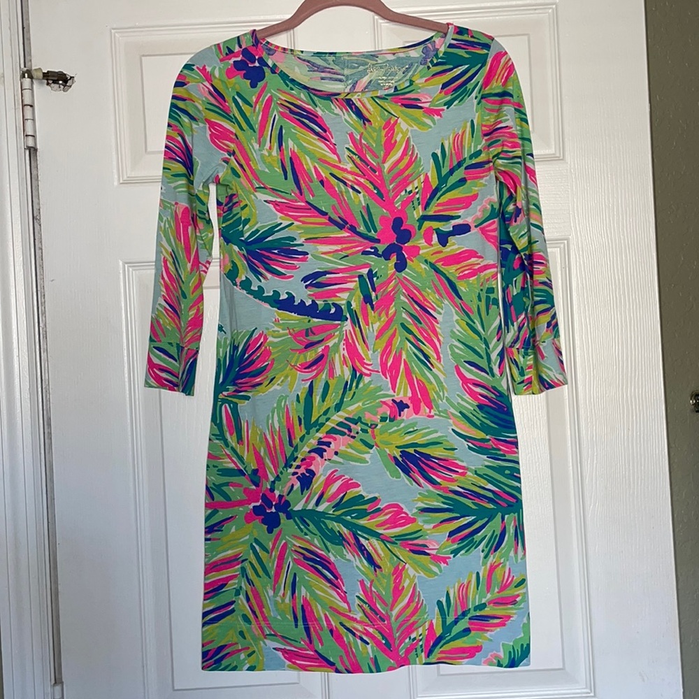 Lilly Pultizer Bright Multi-Colored Palm Tree Marlowe dress